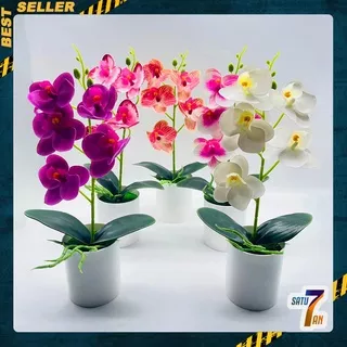 Tanaman Hias Plastik Ornamen Pot Bonsai Anggrek Gradient Bunga Pajangan Dekorasi Rumah Import Artificial Flower Satu7an PBP73