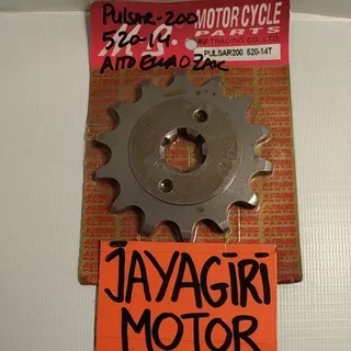 Gear Depan Pulsar 200 14T 520 Gigi Tarik Rantai 520-14T Roda Chain Kit Chainkit Sprocket Gear Set Gearset Gir Girset Belakang Drive Komplit Front Rear Motor 14 T Mata Fulsar 200NS NS Bajaj