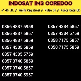 Nomor cantik Indosat IM3 Ooredoo Maju Mapan 5758 sepasang