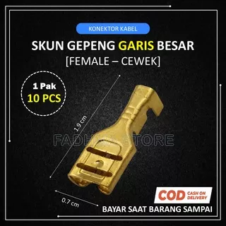 Skun Sekun Kabel Gepeng GARIS BESAR Female Cewek - 10 SET dengan Lock Pin Pengunci Skun