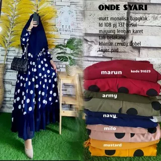 GAMIS SET HIJAB MONALISA PREMIUM HIJAB CERUTY POLKA ONDE SYARI