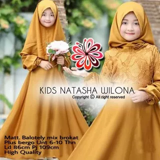 BEST PRODUCT KIDS NATASHA WILONA - SYARI GAMIS ANAK BAHAN BALOTELLI MIX BRUKAT USIA 6-10 TAHUN READY