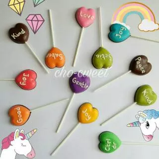 Cho-Cweet Coklat Valentine Love Lollipop (S) Bisa Custom Tulisan Choco Lolli