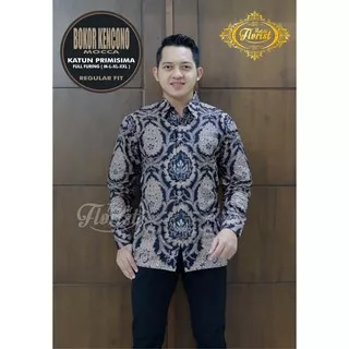 Kemeja Batik Pria Lengan Panjang  Bokor Kencono Mocca Reguler Fit By Batik Floris