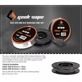 Geek Vape Wire 24 AWG 30 feet - GEEK Vape NI80 24AWG 10Meter - Coil kawat Khantal Vape vapor