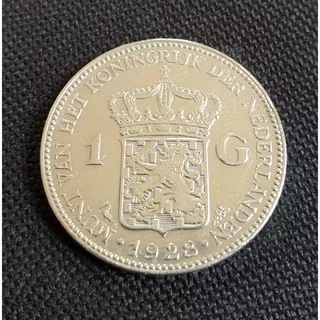 koin kuno, silver coin, koin perak 1 Gulden Wilhelmina 1928