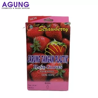 Sarung Tangan Plastik Strawberry| Isi 100