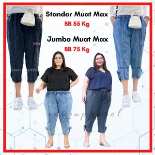 Celana Geminie Pants Bahan Jeans Siz Jumbo | Celana Jeans Wanita 7/8 | Celana Jeans Wanita Jumbo Bahan Adem Nyaman Dipakai