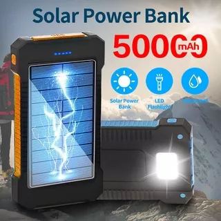 Power Bank Tenaga Surya Multifungsi Portabel Berkapasitas Besar PowerBank Solar 50000 mAH