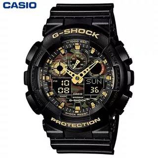 JAM TANGAN PRIA CASIO G-SHOCK GA-100CF-1A9 ORIGINAL - GSHOCK GA100CF CAMO HITAM GOLD