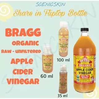 [Share in Filptop Bottle 35/60/100ml] Bragg Apple Cider Vinegar PURE Cuka Apel MURNI