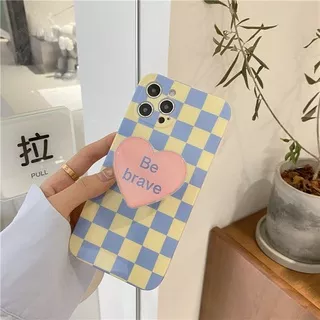 Chessboard Phone Case Silicon Back for Iphone 11 Pro Max 12 Mini 7 Plus Xs Max X 8 Xr SE2020 Heart Bracket Soft Cover