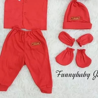 ? set baju bayi merah newborn / set baju bayi 1 bulan / baju bayi merah ™