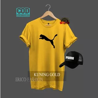 Kaos Puma Hitam Bonus Topi /kaos distro cotton combet 30s Premium/ERICO FASHION