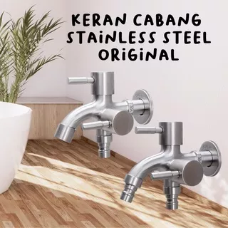 Kran Cabang stainless sus 304 / kran shower dingin / kran mesin cuci double