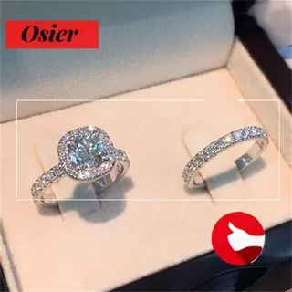 OSIER Fashion Gift Diamond Jewelry Dazzling White Sapphire Ring Set Engagement New Party Wedding Valentine`s Day Gift Bride Wedding