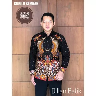 Kemeja Batik Pria Full Furing Lengan Panjang Katun Halus Sragenan Motif KUKILO KEMBAR
