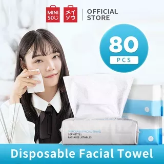 MINISO Official 80pcs Disposable Face Towel Handuk wajah Cotton Facial Tissue tisu Kain Lap Sekali Pakai handuk muka sekali pakai