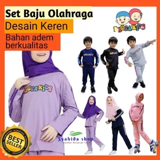 Raggakids Set Kaos Olahraga Anak Islami Cotton Polyester S M L XL XXL Panjang Muslimah Daily Wear Islamic Cowo Cewe Lengan Akhwat Ikhwan Muslim Baju Santai Bermain