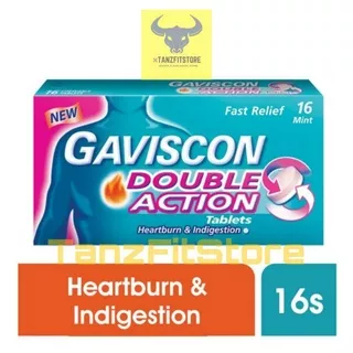 Gaviscon Double Action 16 Tablets Original / Mint Flavor / Import Malaysia Penang / Made In UK