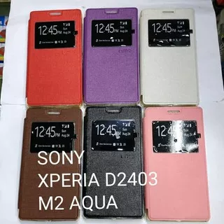 SONY XPERIA M2 AQUA D2403 sarung flip cover ume/ sarung model buku