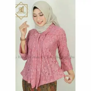 ATASAN KEBAYA BRUKAT KUTUBARU FLOY POLOS / KEBAYA MURAH / GREY / NAVY / MAROON / ABU / PINK /GOLD