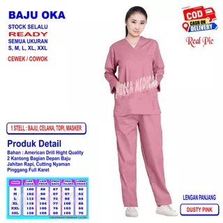 BAJU OKA SCRUB PERAWAT SERAGAM OKA MEDIS BAJU JAGA BAJU PERAWAT LENGAN PANJANG READY