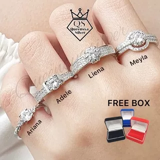 Cincin Perak Asli Silver 925 || Lapis Emas Putih || Model Cincin Berlian Soliter Full Permata Kecil