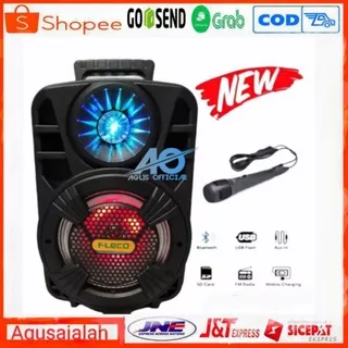 ?cod speaker bluetooth portable fleco karaoke  f804N/f8606 super bass speker tabung mega bass 8in