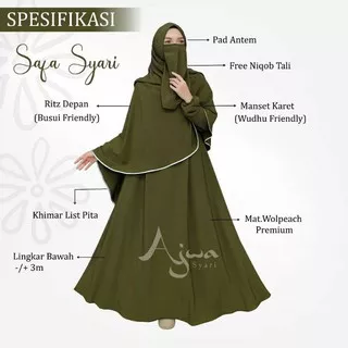 Baju Gamis Safa Madina syari set hijab khimar jumbo plus cadar allsize dress wanita muslim dewasa