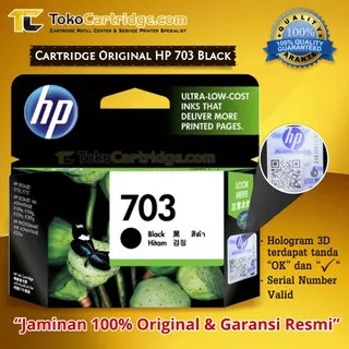 Cartridge HP 703 black Original Ink Catridge CD887AA Katrid Tinta Hitam Printer D730 F735 K209a K109
