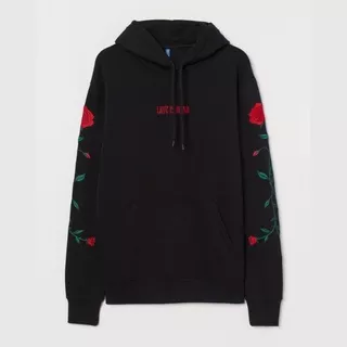 [BISA COD] HOODIE PRIA HM H&M LOVE IS BLIND BLACK