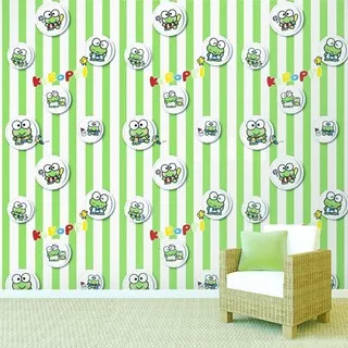 Wallpaper Sticker GM603 Motif Keroppi Garis Hijau Baru Keropi Hijau New Elegant Minimalist Walpaper