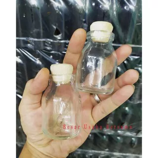 Botol Kaca ASI 50 ml 50ml Tutup Kayu Gabus / Botol Souvenir Kerajinan Tangan / Dekorasi