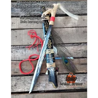 mandau senjata pusaka khas suku adat dayak asli kalimantan ukir naga size 65cm
