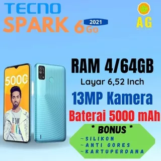 INFINIX TECNO Spark 6 Go 2021 4/64 Ram 4GB Rom 64GB Baterai 5000 mAh | New Design Galaxy Blue Maldives Blue Horizon Bronze