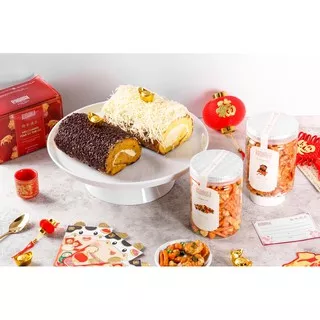 Paket Bolu Gulung dan Snack Kinoka 2 Roll Cake dan 2 Snack (sus kering coklat/emping pedas/mix nut)