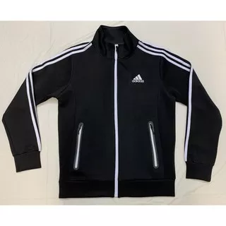 JAKET ADIDAS CLASSIC BLACK WHITE PREMIUM QUALITY GO GRADE ORI IMPORT RUNNING GYM FITNES OLAHRAGA