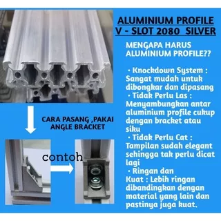 ALUMINIUM ALUMUNIUM PROFILE V SLOT 2080 TERMURAH ( SILVER)