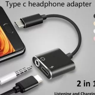 COD. 2 IN 1 TYPE -C LINGHTNING TO 3.5MM.JACK AUK AUDIO HEADPHONE  USB ADAPTTER
