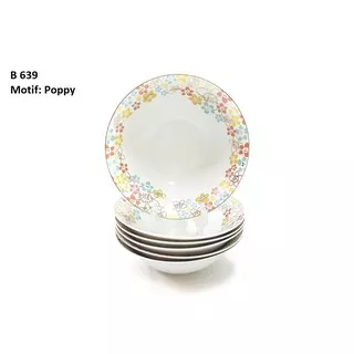 Mangkuk Mie Noodle Bowl 7 inch B639 VICENZA, 6 Mangkuk Desain Klasik Miimalis Motif POPPY