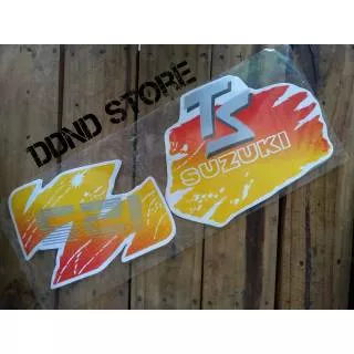 stiker sticker striping decal tahun tua warna kuning suzuki ts 125 lokal non ori