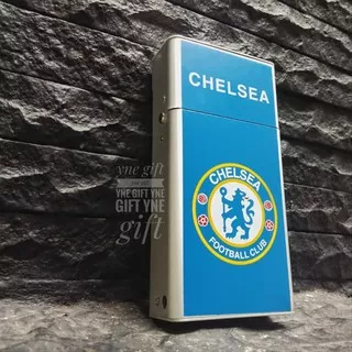 WOW KEREN COD  Kotak Rokok Korek Gas Chelsea FC Bungkus Rokok Tempat Rokok Unik