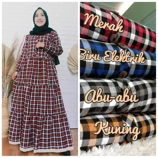 GAMIS FLANEL JUMBO LD=130 [ BB=95-120 kg] Susun Flanel Terbaru Bahan Adem Nyaman Digunakan / Gamis Kekinian Harga Terjangkau