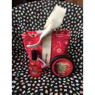 The Body Shop Original Strawberry Gift Set Bag Duo Body Butter 50ml & EDT 30ml Eau De Toilette