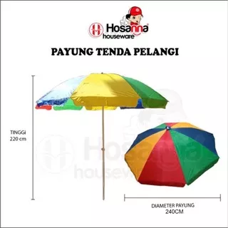 Payung Tenda Pantai 240 cm Pelangi , Jualan , Dagang , Taman , PKL.