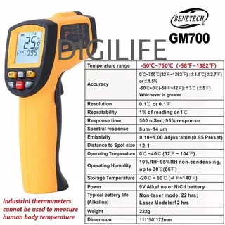 Infrared Thermometer Benetech GM700 Gun Termometer Termogun GM-700 750c GM 700 IR Thermo Thermogun