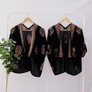 ATASAN BATIK MODERN WANITA OUTER BATIK CARDIGAN BATIK HITAM PENDEK KONDANGAN BATIK VISCOSE BATIK DOBY