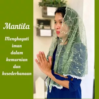 Mantilla Mantila Infinity Veil Kerudung Misa Tudung Doa Katholik