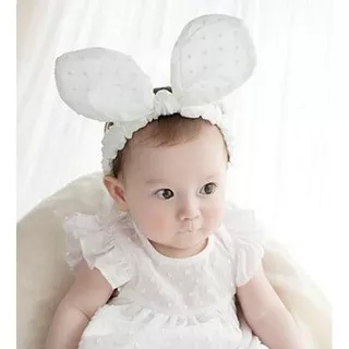 PR028 Bandana Bayi Bunga /Cute Pretty Baby White Rabbit Ear Headband